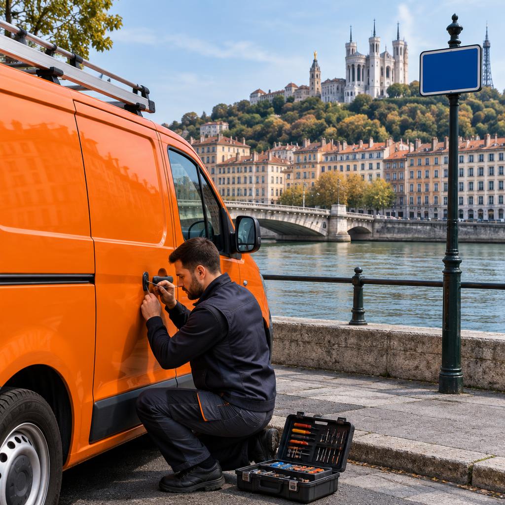 Serrurier Express Lyon devant son camion d’intervention à Lyon